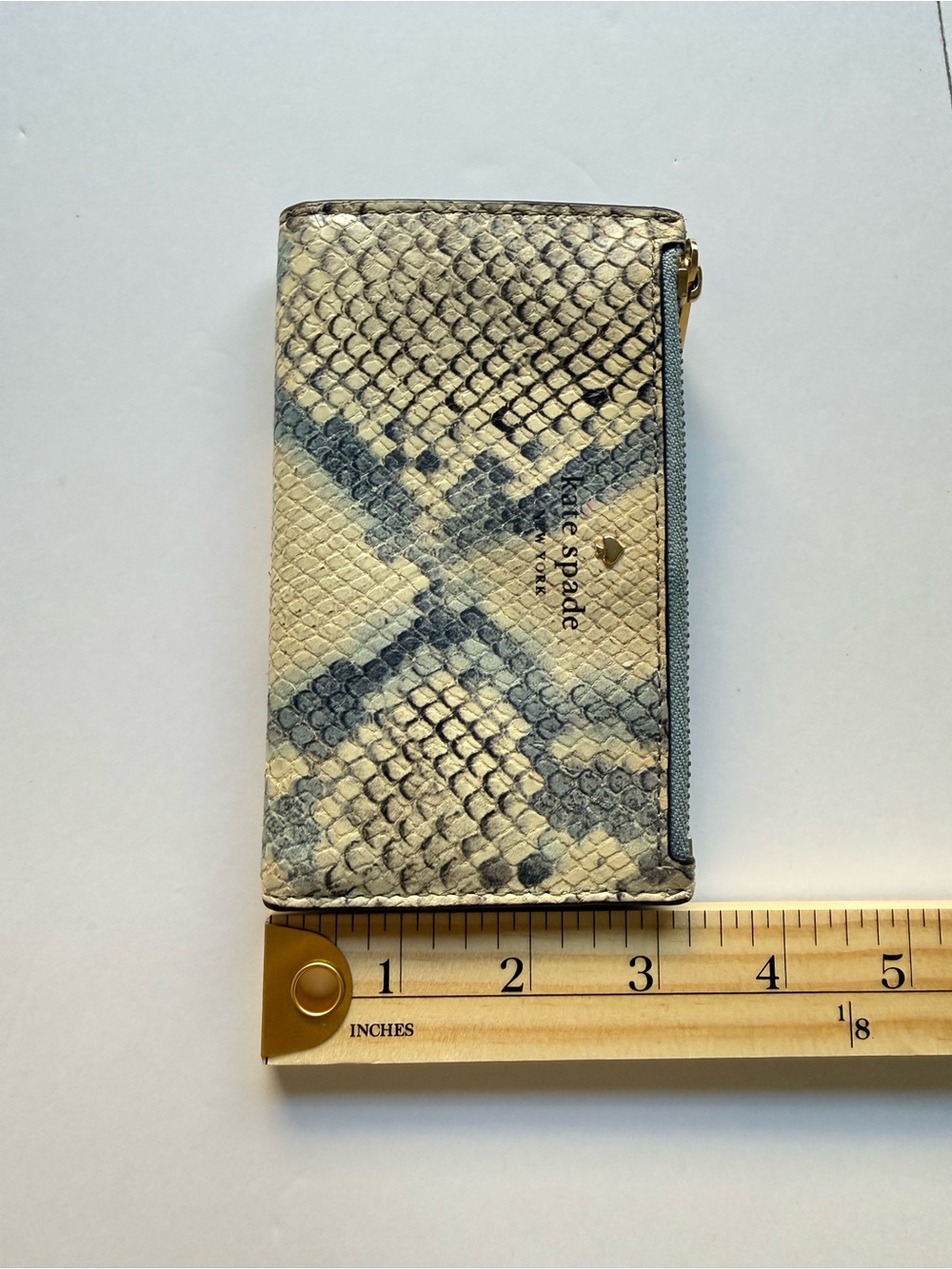 kate spade Cream and Gray Snake Embossed Small Zip Wallet - Picture 11 of 11